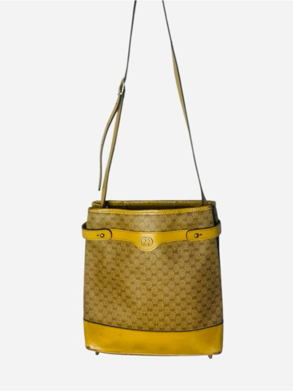 Gucci Yellow and Tan Monogram Shoulder Bag - Picture 2 of 12